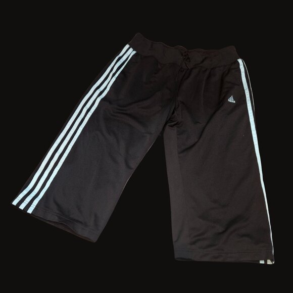 Adidas Women’s Black Cropped Wide-Leg Track Pants Size Large - Picture 1 of 4